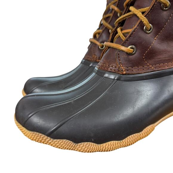 Sperry Saltwater Duck Boots Ankle Brown Leather Lace Up Fleece Lined Shoes sz 8 - Picture 8 of 16